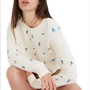 Madewell Lei-cation Beach Scene Embroidered Sweatshirt XS